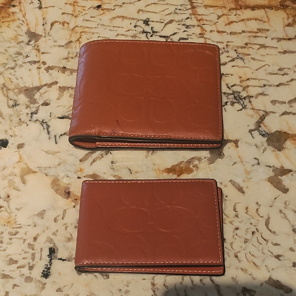 Men's Coach Brown Leather Wallet Set